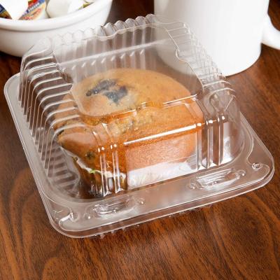 China Disposable Clear Plastic Containers Square To Go Bakery Cookie Tins To Package Clear Hinged Lid Plastic Food Take Out Containers for sale