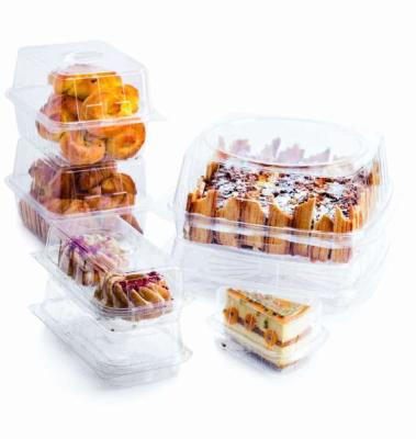 China Disposable Plastic Containers Hinged Food Sandwich Container Cupcake Cookie Cake Takeout Salad Pastry Baking Dessert Plastic Box for sale