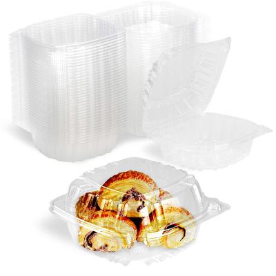 China Disposable Clear Plastic Containers Hinged Single Compartment Clamshell Take Out Containers For Cake Pastry Salad for sale