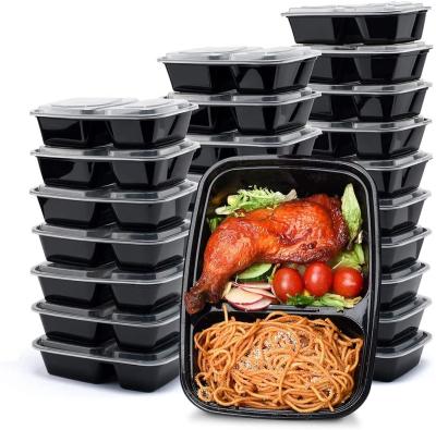 China Disposable 3 Compartment 26 Ounce 20 Pack Reusable Food Storage Container With Lids Airtight Food Prep Container for sale