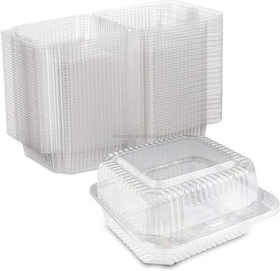 China Convenient Recyclable Disposable Clear Plastic Square Hinged Food Container for sale