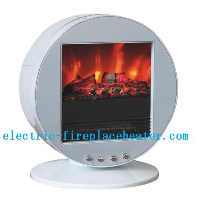 China Contemporary White Chimney Free Electric Fireplace Stove With Real Wood Fire Effect for sale