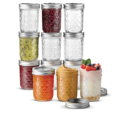 China Wholesale Clear Empty Different Size Food Container Stored Airtight Glass Mason Jar 8oz With Screw Lids for sale