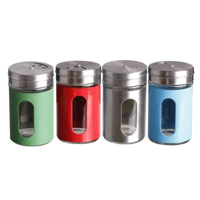 China Hot Stocked More Choice Stainless Steel Salt and Pepper Shaker, Customized Color Glass Fit Spice Bottle Jar for sale