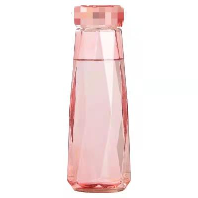 China New Food Student Kettle 400ml Diamond Glass Water Bottle Color Glass Water Bottles Outdoor Drinking Bottle for sale