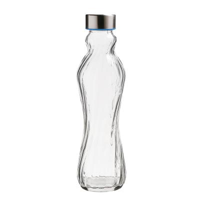 China Wholesale Empty Food Square 500ML Milk / Juice / Tea / Drink Glass Bottle With Lid for sale