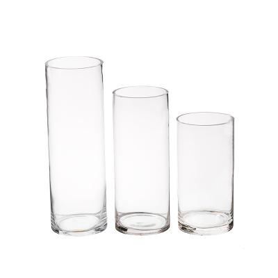 China Home Decoration Glass Vases Cylinder Wholesale Home Decor Flower Vase Transitional Transparent Wedding Large for sale