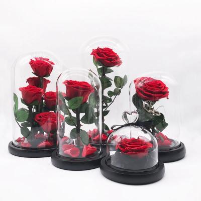 China Europe OEM factory bell glass bell dome large small bell custom glass wholesale glass bell clear glass dome with wood for sale