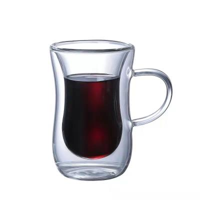 China Factory Supply Clear Turkish Double Wall Stocked Glass Coffee Cups for sale