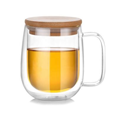 China Hot Sale Double Wall Glass Stocked Coffee Mug With Handle for sale