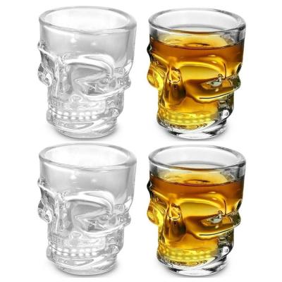 China Hot Sale Creative Skull Shot Glass 50ml Stocked Glass Mug For Wine Party Use Promotion Gifts Lead Free for sale