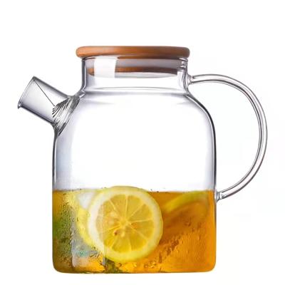 China High Borosilicate Tea Kettle Warmer Wholesale Heat Resistant Clear Glass Stocked Glass Teapot Jug Giftset for sale