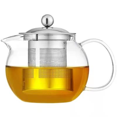 China NEW DESIGN Sustainable Lead Free Stovetop Teapot Glass Kettle With Removable Stainless Steel Infuser for sale