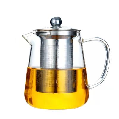 China Viable Clear Glass European Style Borosilicate Teapot Teapot Infuser Glass Teapot With for sale