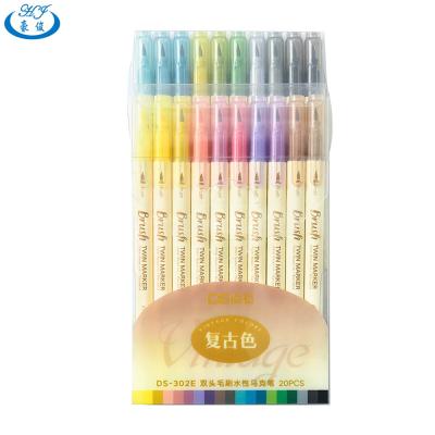 China Pen Set Colorful Line Drawing Pen Blendable Double Head Marker Watercolor Brush Pen for sale