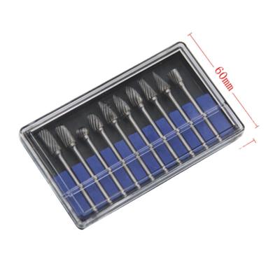 China Hot Sale Carbide Burr Set 10pc Carbide Rotary File 3*6 double grain tungsten steel grinding head As pictured for sale