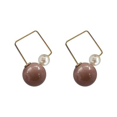 China Acrylic Hot Recommended Geometric bead earrings sweet and cold style earrings Korean simple temperament fresh earrings for sale