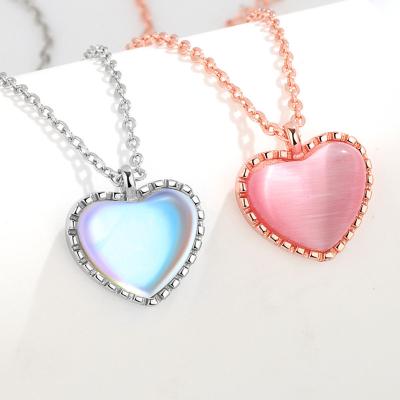 China Elk antlers hot sale Gradient Heart clavicle Necklace,Love Heart Pendant Gradient love clavicle chain for Women Girlfriend for sale