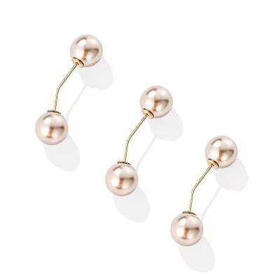 China Pearl 3pcs Perfect for DIY Decorative Women's Sweater Shawl Clip Waist Extender Safety Pin Dress Skirt Waist Scarf Clip Pearl Brooch for sale