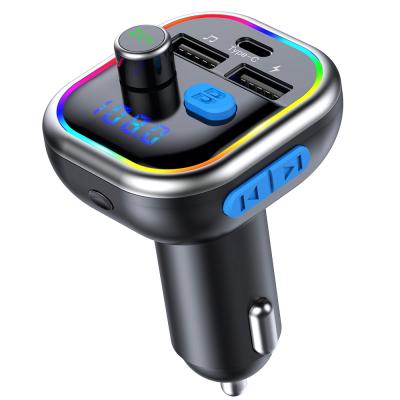 China Mobile Phone Car Kit Handsfree Wireless FM Transmitter LCD MP3 Player USB C Smart Car Charger for sale