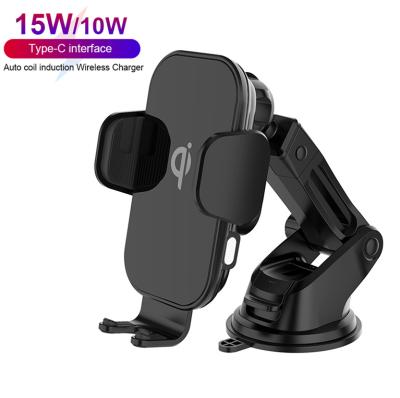 China For Mobile Phone 15W Wireless Charging New Design Fast Charging Phone Car Charger Air Vent Mount Auto Clamp Wireless Holder for sale