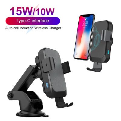 China For 15W 10W Mobile Phone Cell Phone Qi Auto Fast Radio Car Charger Hot Selling Wireless Charging Car Mount Holder for sale