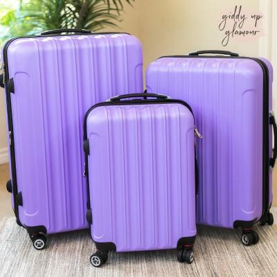 China New Design 3pcs Candy Bottom Color Fashion Travel Children Printing Trolley ABS Luggage PC Set Suitcase for sale