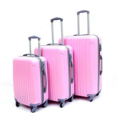 China New and Popular Design Travel Bags ABS Luggage Suitcase 3PCS Set Travel Carry On Hot Pink Luggage Set for sale