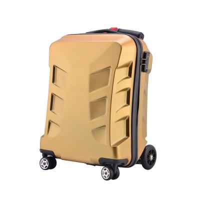 China New and Popular Innovative Design 2021 Trending Travel Suitcase Bags ABS PC Trolley Bags Kids Folding Scooter Luggage for sale