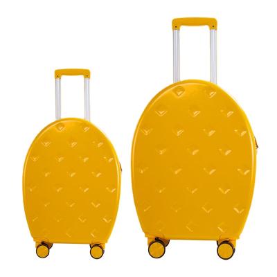 China Round Shape Luggage With Strap White Yellow Color Good Price Luggage Fashion Lady Suitcase Trolley Travel Luggage Bag Sets for sale