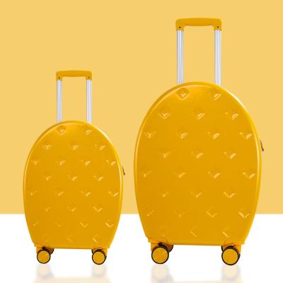 China Round Shape Luggage With Strap White Egg Shape Luggage With Square Dot Kid Trolley Bag Suitcase For Travel for sale