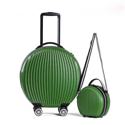 China Round Shape Luggage Set With Colorful White Strap Airport Luggage Set With Cosmetic Case Handbags Trolley Bag Set for sale