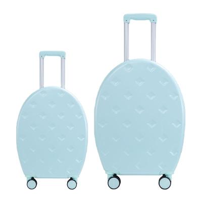 China Round Shape Luggage With Strap White Girl Design Popular Travel Luggage Sets Wheels Universal Suitcase Trolley Carryon Bags for sale