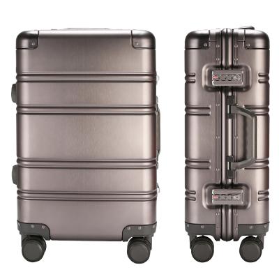 China New Design 100% Aluminum Travel Briefcase Fashionable Hard Durable Travel Suitcase On Wheels Luxury Carry On Vintage Luggage for sale