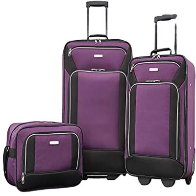 China New and popular design cheap polyester travel suitcase luggage bags soft suitcase with universal wheels for sale