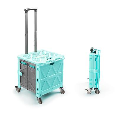 China Wholesale Plastic Foldable Portable Folding Trolley Market Outdoor Shopping Folding Shopping Trolley for sale