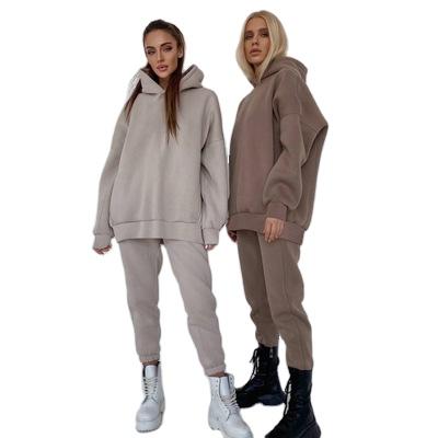 China Custom Solid Hoodies Anti-pilling Wholesale Women Sweatpants Plus Size Drop Fleece Set for sale