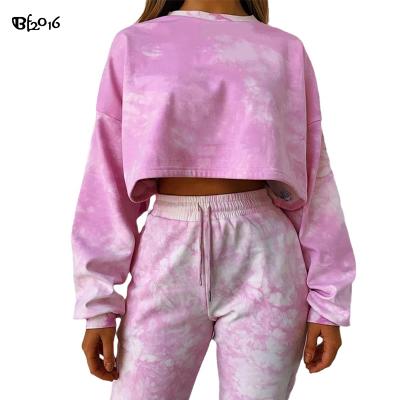 China Hot Selling Tie Dye Women's Anti-pilling Clothes Set Two Piece Set Trouser Pant Sets And Casual Tracksuits For Women for sale