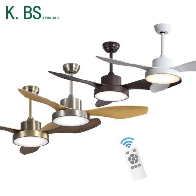 China Modern Decorative 47 Inch 3 Color Acrylic Shade ABS Wood Blades Ceiling Fans With Led Lights for sale