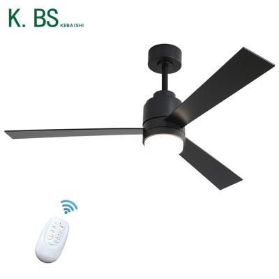 China Modern European Style 52 Inch 3 Blades AC Living Room Office Black Ceiling Fan Remote Control Decorative Light for sale