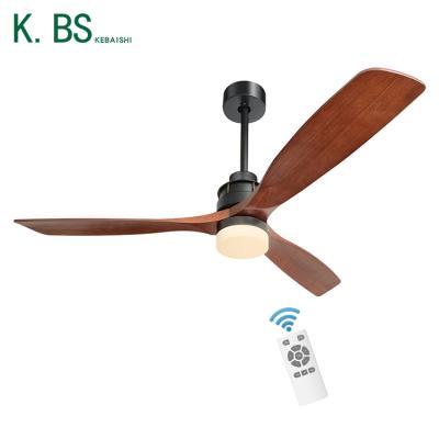 China 60 Inch Modern Solid Wood Indoor Decorative Ceiling Fan With LED Light for sale