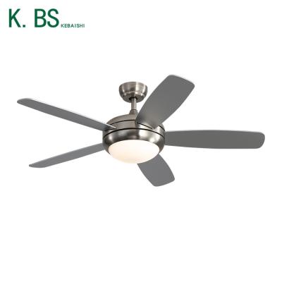 China Modern High Quality Brushed Nickel Air Cooling Decorative Living Room Ceiling Fan Indoor Led Light for sale