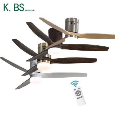 China Modern Single Switch Iron Low Power Consumption AC Ceiling Fan Decorative Remote Control Solid Wood Indoor Smart Light for sale