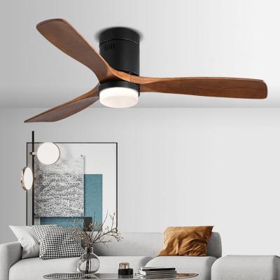 China Simple Modern Energy Saving Natural Wood Blades Modern Decorative Hotel Motor Smart Ceiling Fans With Led Lights for sale