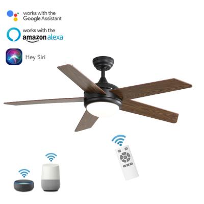 China AC LIGHT Wifi Remote Control Indoor Decorative Plywood Iron 5 Blades Smart Led Ceiling Fan Light 52 Inch for sale