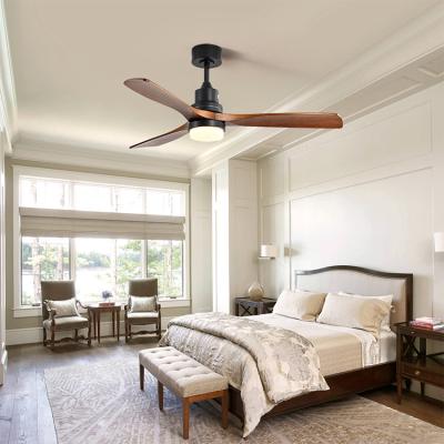 China Modern Newcomers 52 Inch Brushed Nickel DC Motor Luxure Solid Wood Ceiling Fan Light for sale