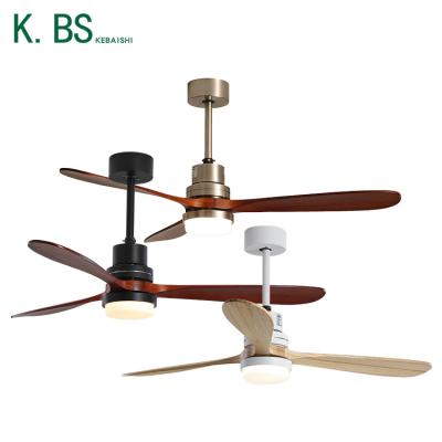 China Modern Smart Restaurant 220v Solid Wood DC Bldc 56Inch Remote Ceiling Fan With Led Light for sale