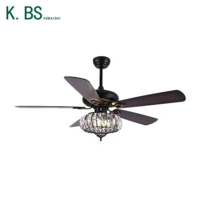 China Home Restaurant Decorative Remote Control Crystal Ceiling Fan With Light Modern Nordic Style for sale