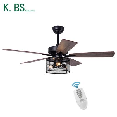 China 52 Inch Modern High Quality Black 5 Blade Hotel Remote Control Ceiling Fans With Lamp for sale