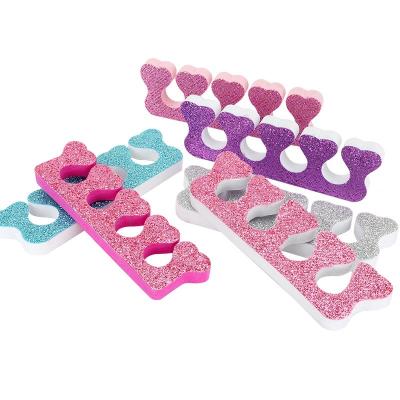 China Soft Toe Finger Separator Nail Polish Heart Eva Foam Glitter Sponge Disposable Finger Nail Art Separator Nail Beauty Tool Pedicure Tool for sale